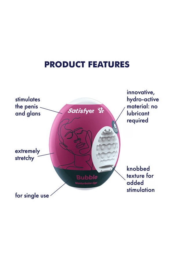 Satisfyer Bubble Masturbator Egg – Elastik Yumurta Mastürbatör, Kabarcıklı İç Doku, Skin‑Like Elastomer, Kaygan İç Yüzey, Tek Beden, Taşınabilir ve Gizli Tasarım Satisfyer Bubble Masturbator Egg – Elastik Yumurta Mastürbatör, Kabarcıklı İç Doku, Skin‑Like Elastomer, Kaygan İç Yüzey, Tek Beden, Taşınabilir ve Gizli Tasarım