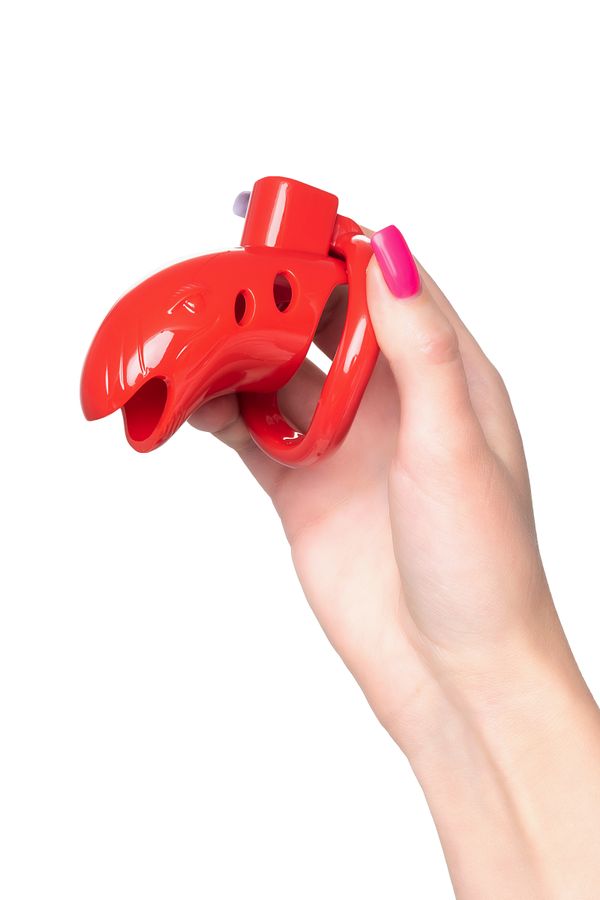 Kırmızı ABS Plastik Penis Kafesi 10 cm | Erkek Sadakat Kemeri ve Kilitli Kafes