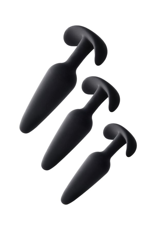 Pleasure Eridani Silikon Anal Plug Seti 3'lü | Yumuşak Silikon, Siyah, 3 Farklı Boy