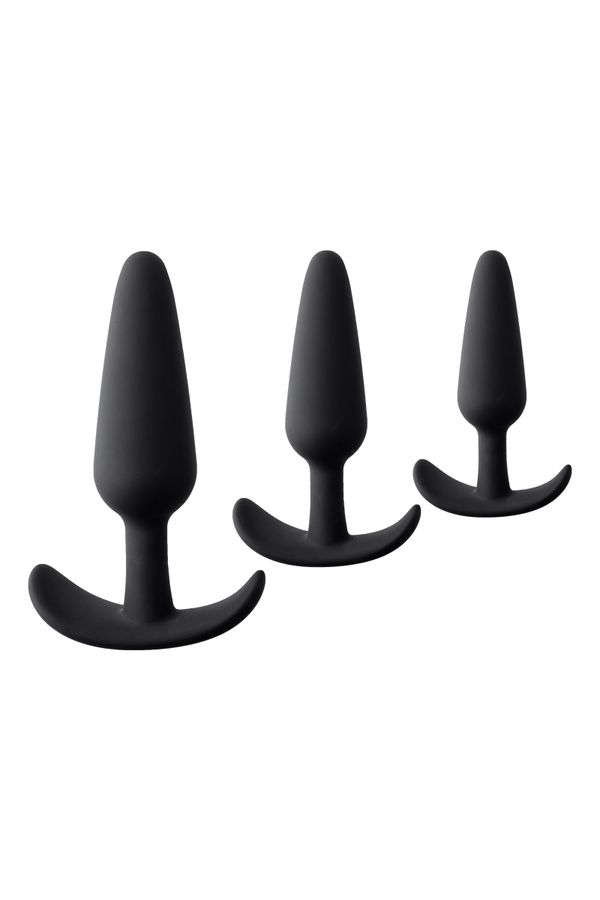 Pleasure Eridani Silikon Anal Plug Seti 3'lü | Yumuşak Silikon, Siyah, 3 Farklı Boy