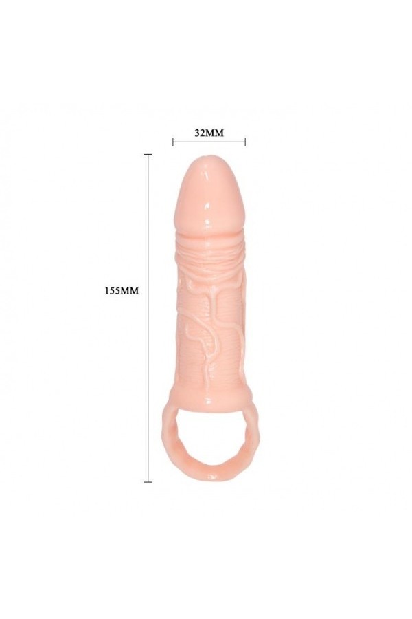 Pretty Love 16 CM Testis Halkalı 3 CM Dolgulu Silikon Penis Kılıfı