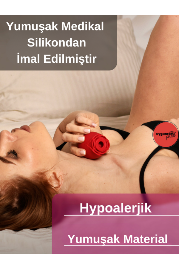 USB Şarjlı Rose Klitoral Uyarıcı | Silikon Gül Tasarımlı Emiş ve Titreşim Vibratörü