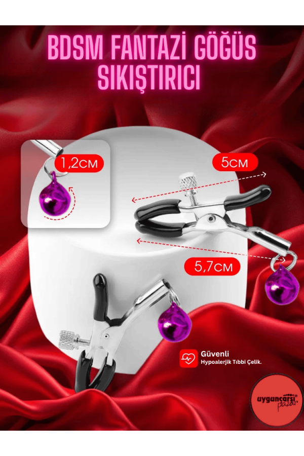 BDSM Zilli Göğüs Ucu Kelepçesi