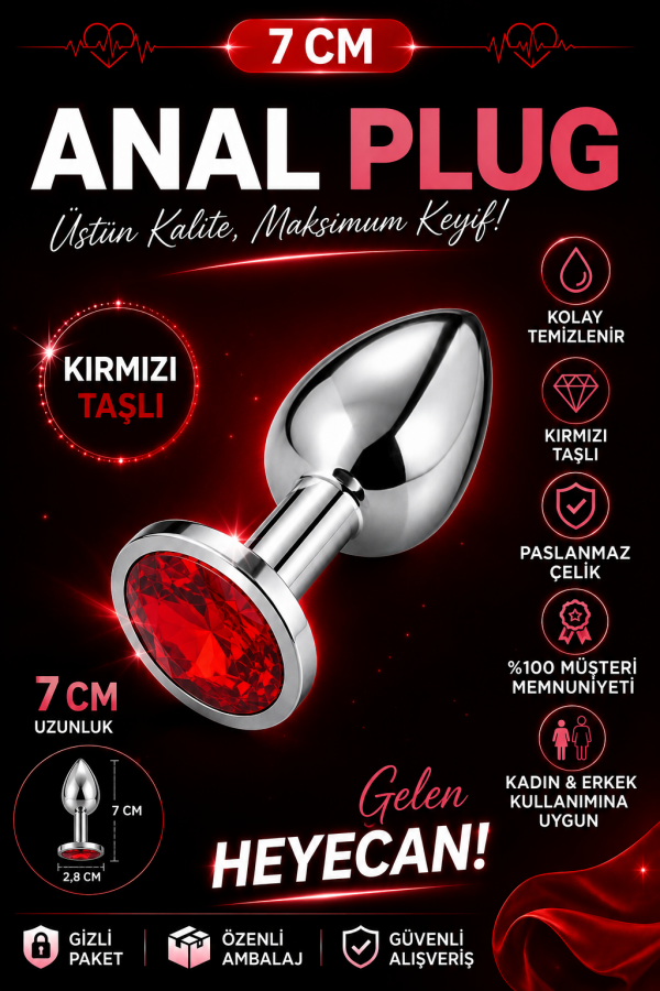 Gümüş Taşlı Anal Plug Anal Tıkaç