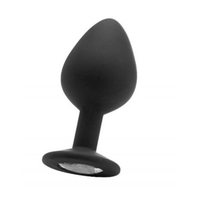 Beyaz Taşlı Slikon Anal Plug Large