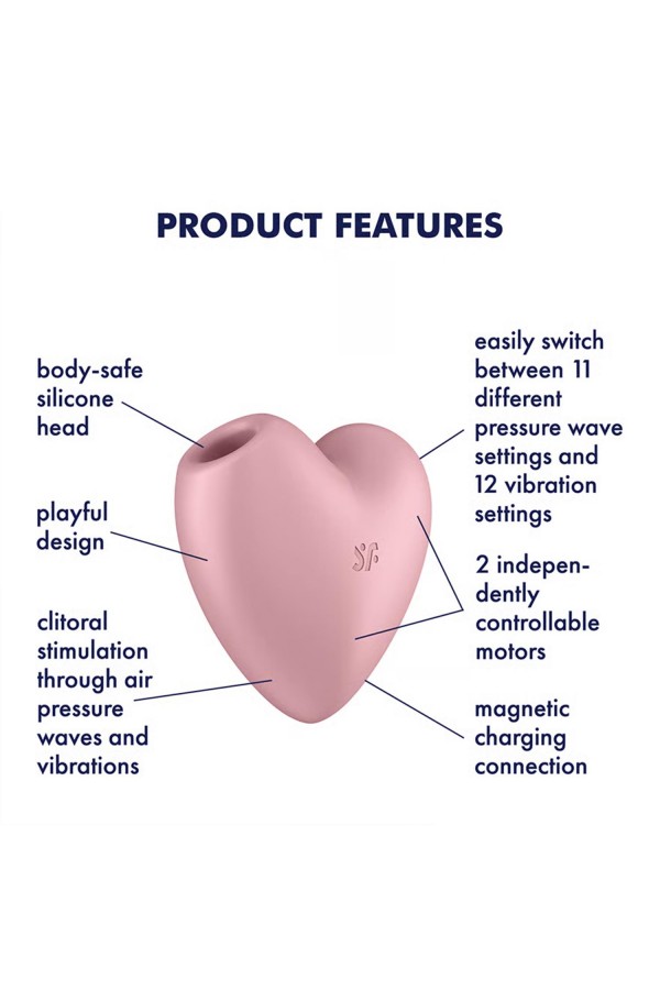 Satisfyer Cutie Heart Emişli Vibratör Rose – 11 Hava Darbesi, 12 Titreşim, Çift Motor Ayrı Kontrol, Manyetik USB Şarj, Suya Dayanıklı ve Sessiz Satisfyer Cutie Heart Emişli Vibratör Rose – 11 Hava Darbesi, 12 Titreşim, Çift Motor Ayrı Kontrol, Manyetik USB Şarj, Suya Dayanıklı ve Sessiz