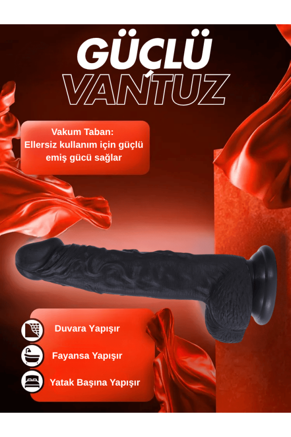 22CM Siyah Realistik Dildo