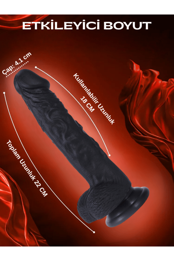 22CM Siyah Realistik Dildo